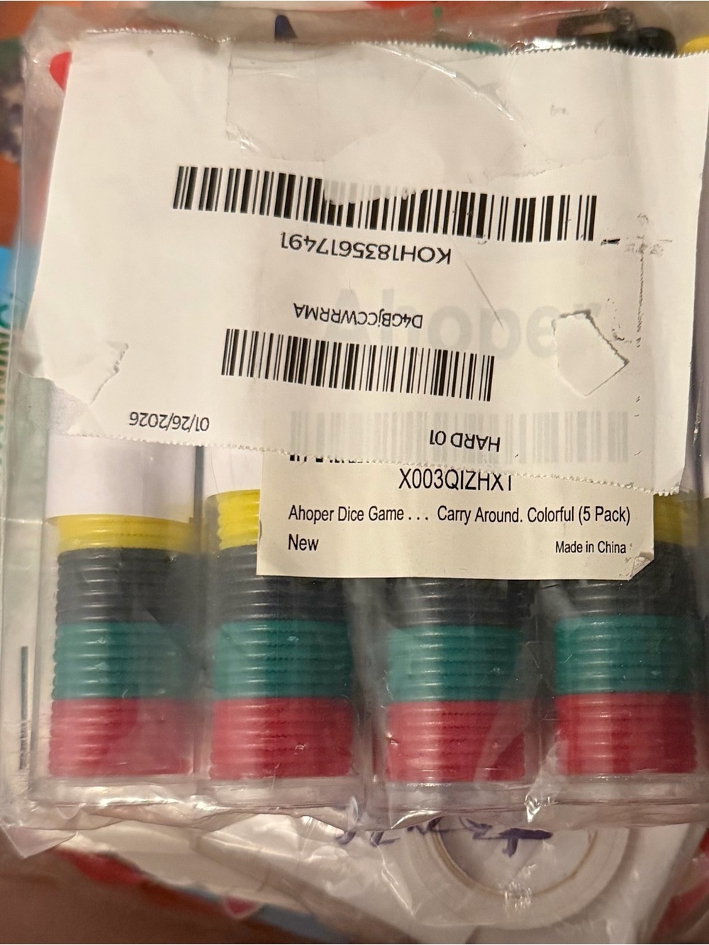 Colorful Dice Game Chips Stack - Multicolor (5 Pack)